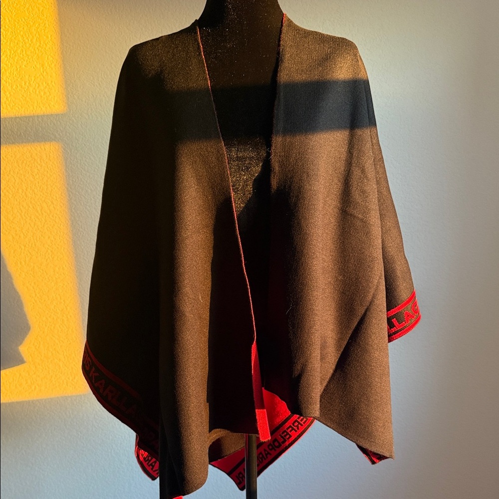 Karl Lagerfeld Black Cape with Red Accents